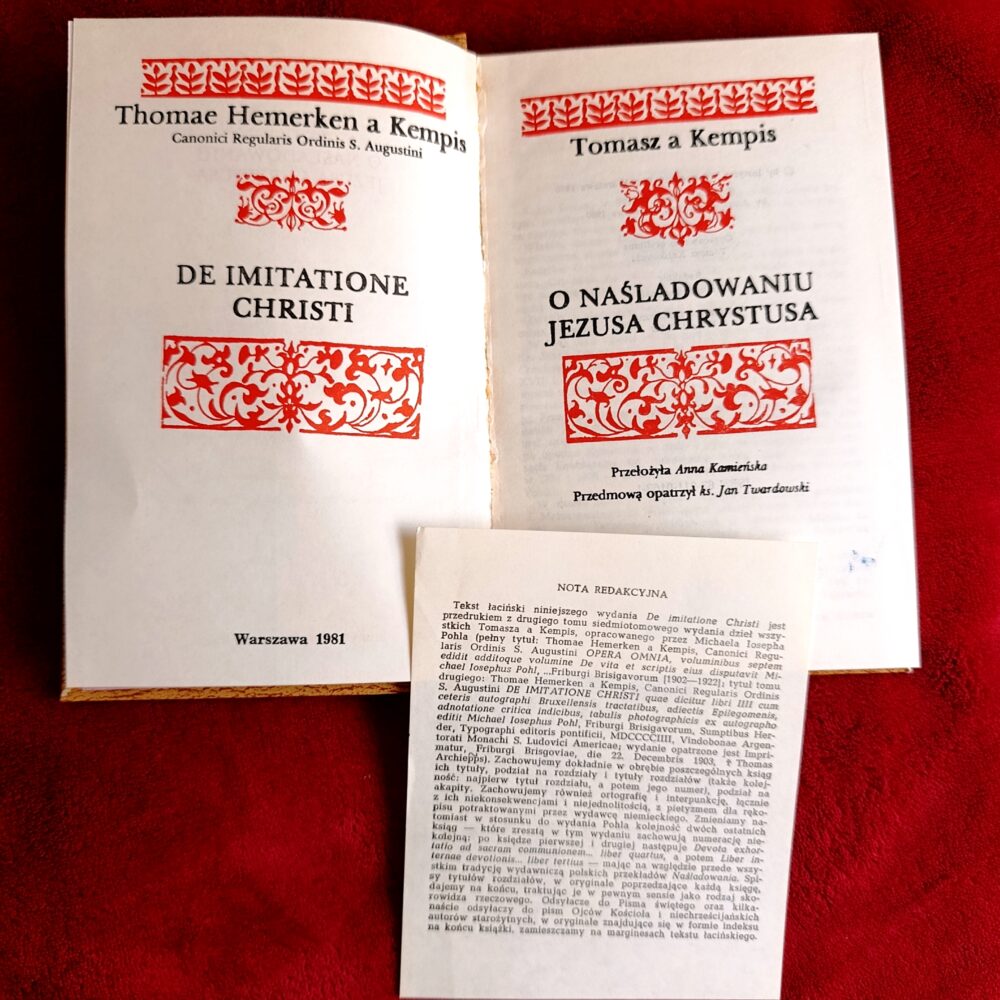 Thomae Hemerken a Kempis, "De imitatione Christi" / Tomasz a Kempis, "O naśladowaniu Jezusa Chrystusa" [1981]