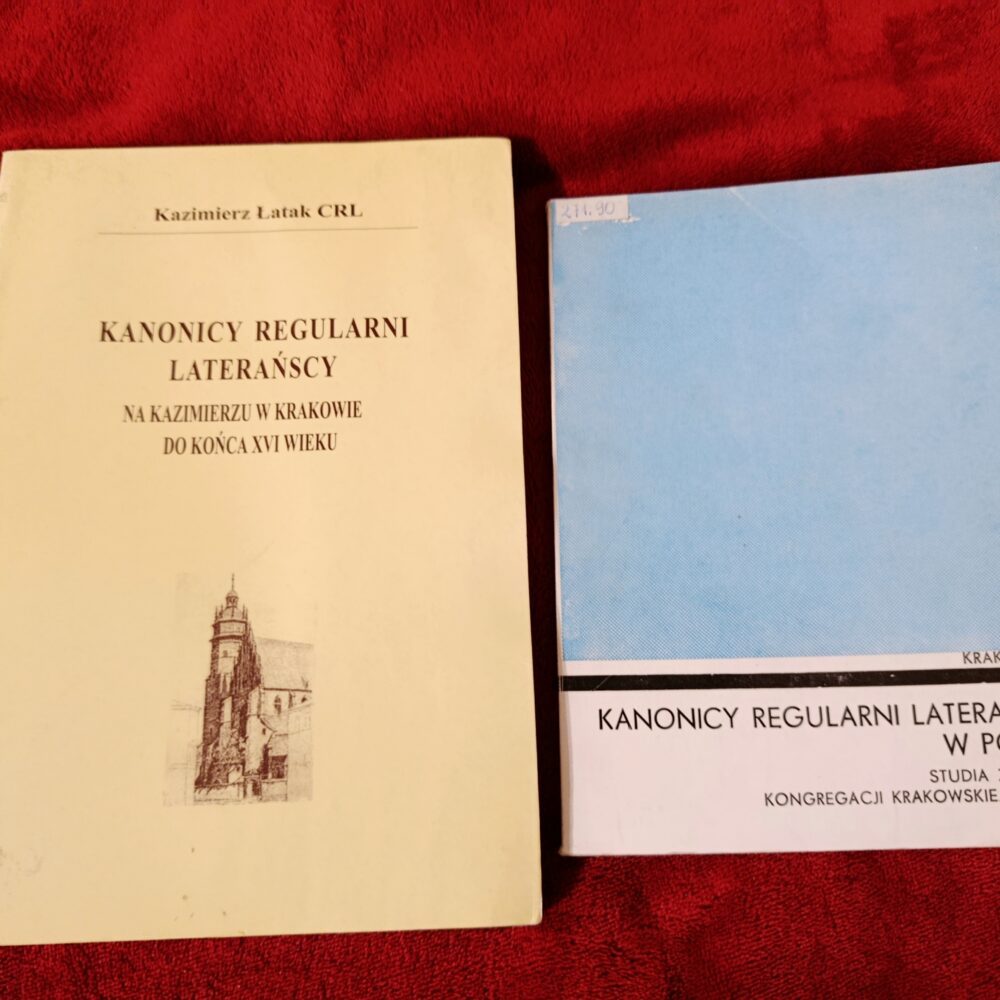 K. Łatak CRL, "Kanonicy Regularni Laterańscy na Kazimierzu w Krakowie do końca XVI wieku" [1999] + Z. Jakubowski CRL (red.), "Kanonicy Regularni Laterańscy w Polsce. Studia z dziejów Kongregacji Krakowskiej XV-XIX wieku" [1975]