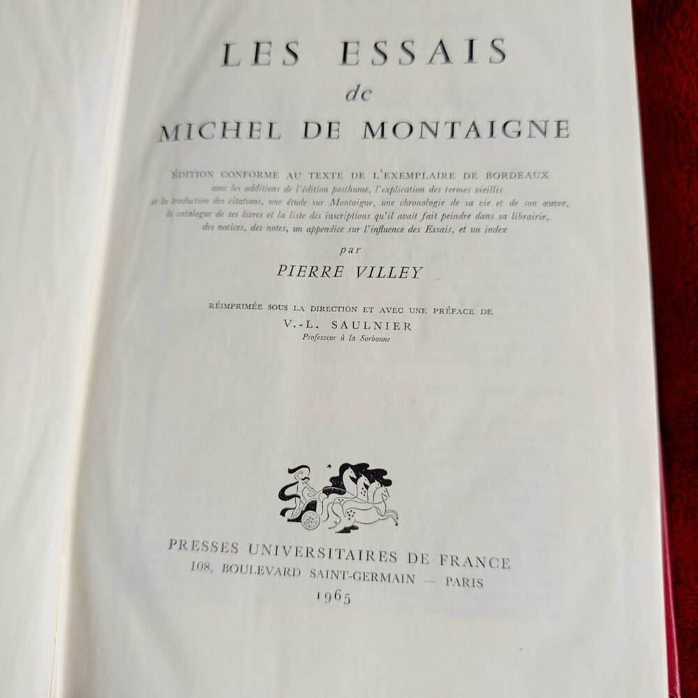 Pierre Villey, "Les essais de Michel de Montaigne" [1965]