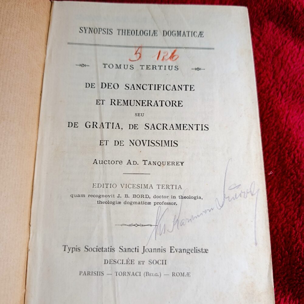 Ad. Tanquerey, "De Gratia, de Sacramentis et de Novissimis" [1934]