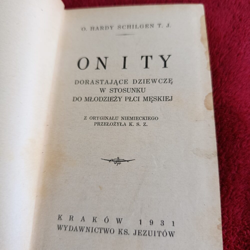 O. Hardy Schilgen T. J., "On i ty. Dorastające dziewczę w stosunku do młodzieży płci męskiej" [1931]