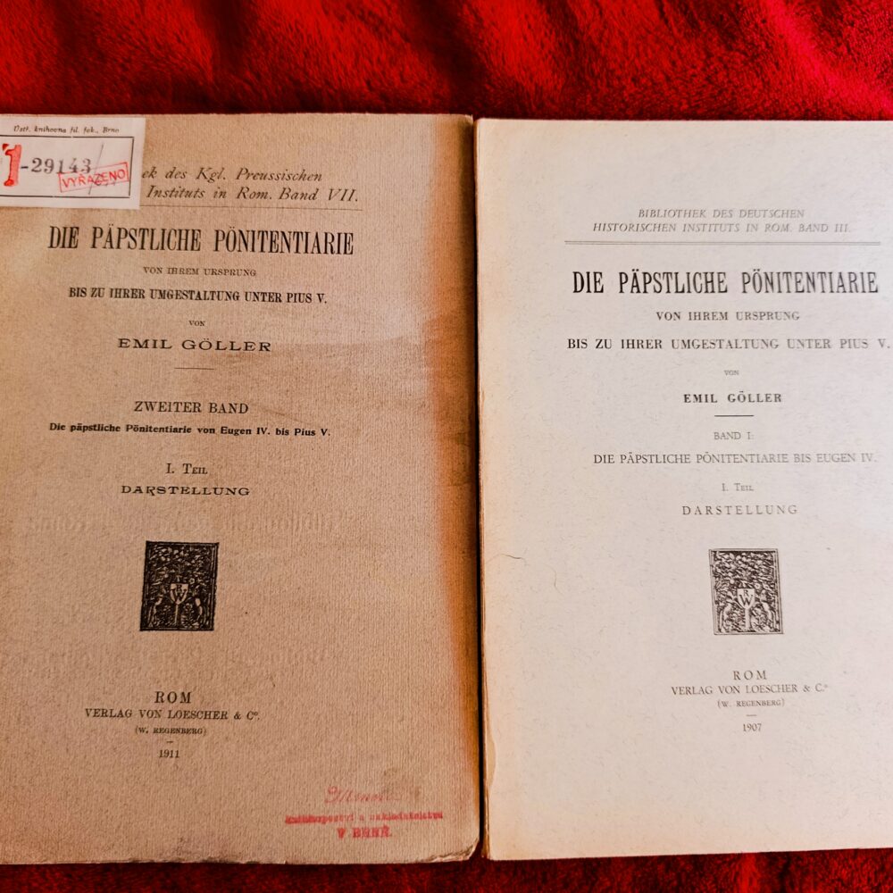 Emil Göller, "Die päpstliche Pönitentiarie von ihrem Ursprung bis zu ihrer Umgestaltung unter Pius V" (2 t.) [1907-1911]