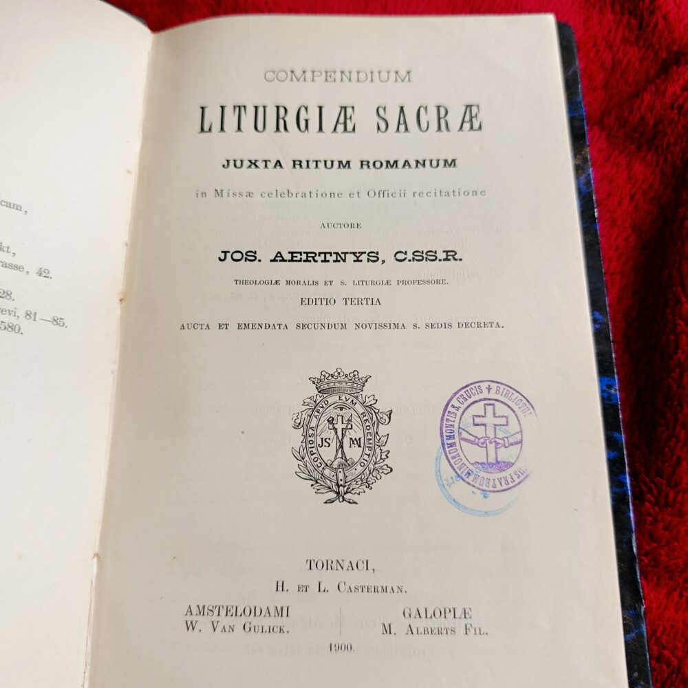 J. Aertnys C.SS.R., "Compendium liturgiae sacrae juxta ritum romanum" [1900]